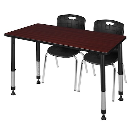 Regency Regency Kee 48 x 24 in. Adjustable Classroom Table- Mahogany & 2 Andy 18 in. Stack Chairs- Black MT4824MHAPBK40BK